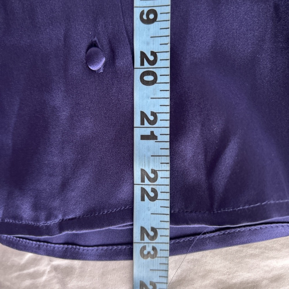 More Sunday Top‎ Womens S Navy Silk Satin Cap Sleeve Office Siren Romantic Y2K - Picture 9 of 11